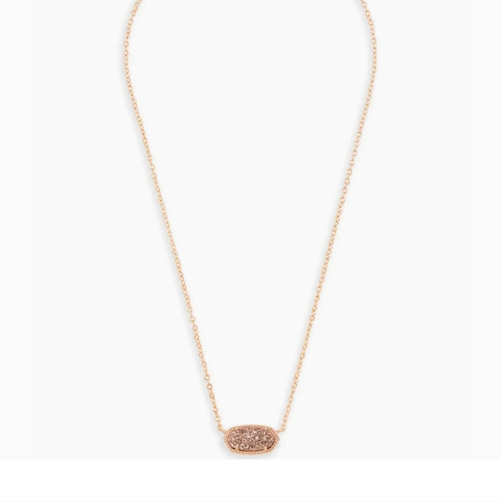 Elisa Rose Gold Pendant Necklace in Rose Gold Drusy